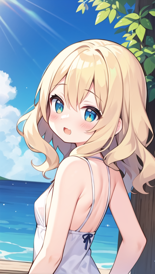 06742-1937894113-beautiful illustration, cute girl, upper body, blush, surprized, wavy hair, sleeveless, from side,small breasts, outdoor, blond.png